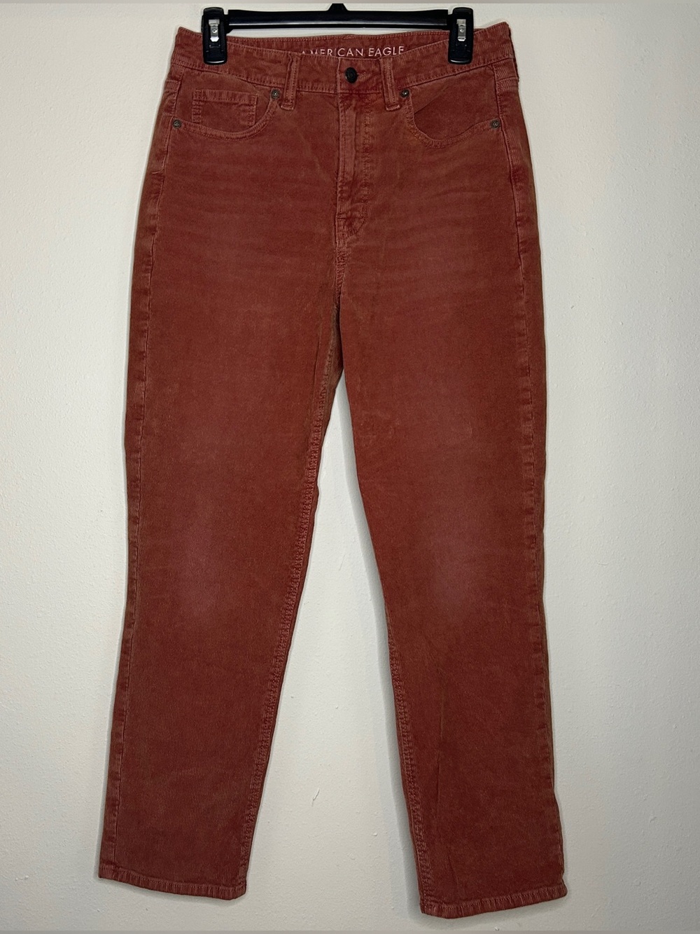 American Eagle Outfitters Size 8 Rust Red Corduroy Mom Straight Jeans